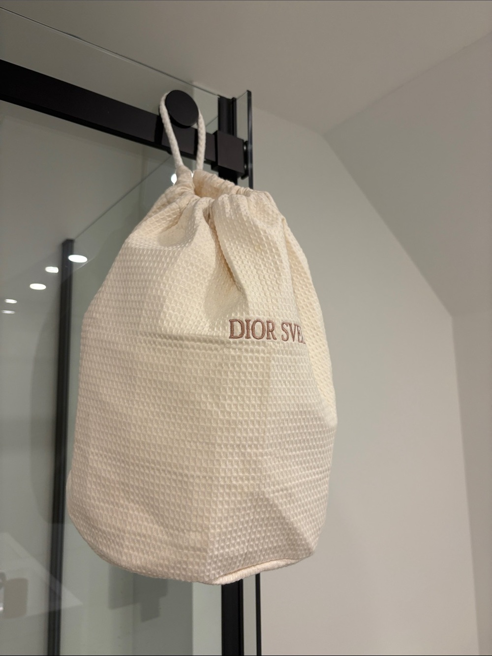 Vintage Dior Svelte Drawstring Bag – Waffle Cotton With polyester Lining